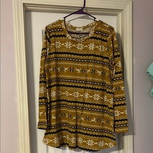 Stylish Gold Patterned Long Sleeve Top